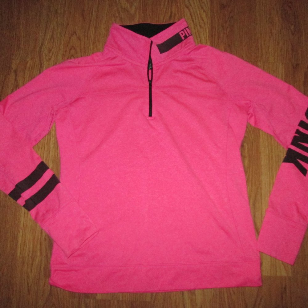 Womens PINK VICTORIA'S SECRET  quarter zip athletic shirt sz L Lg large